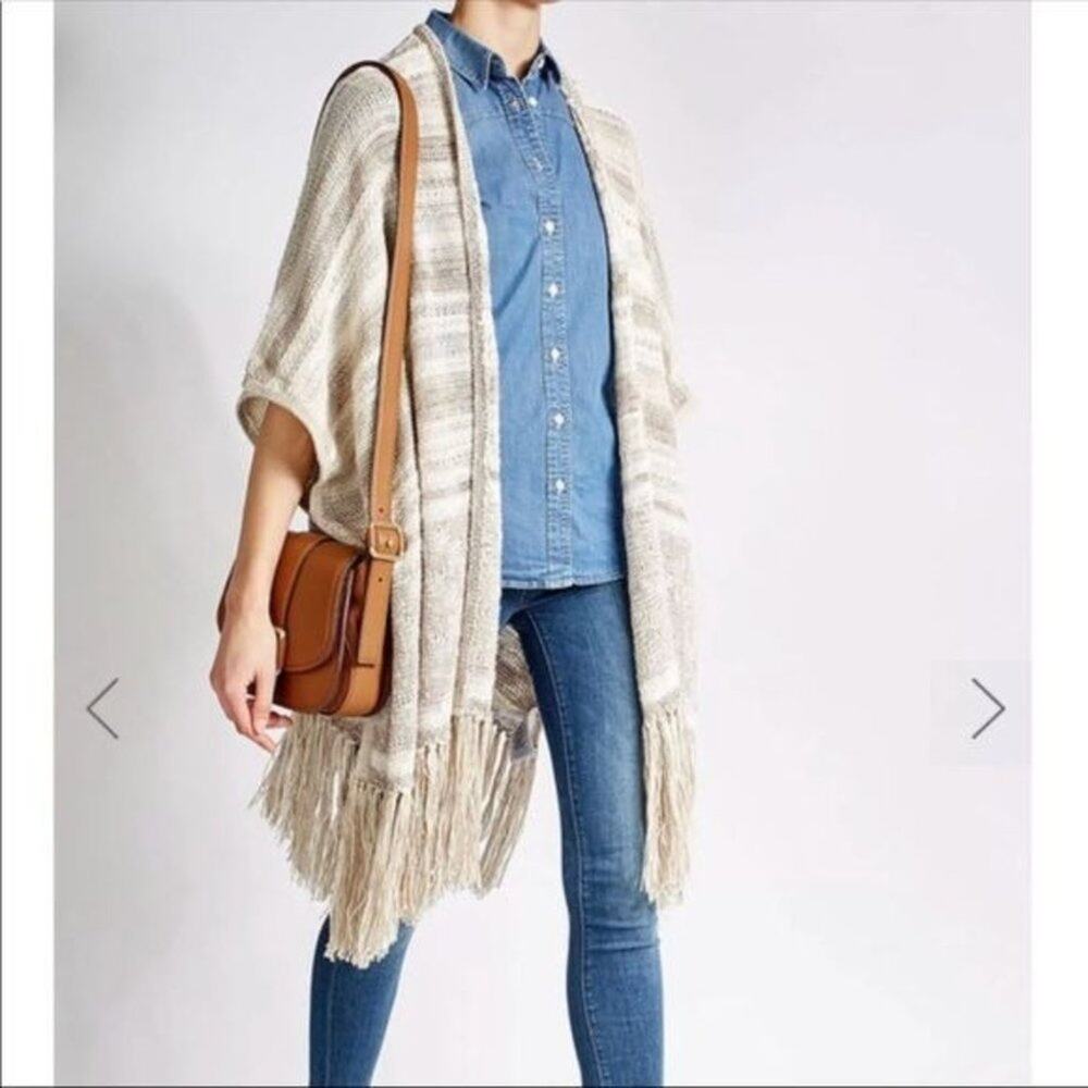 Polo Ralph Lauren Fringe Knit Cardigan Beige Neutral Women's Size Small